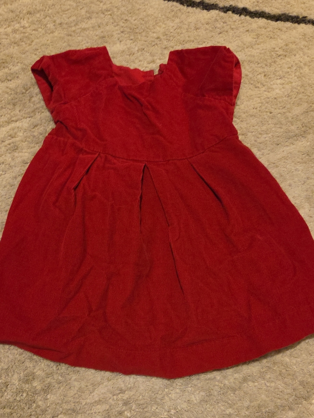 GAP Red Corduroy Pleated Cap-Sleeve Dress
